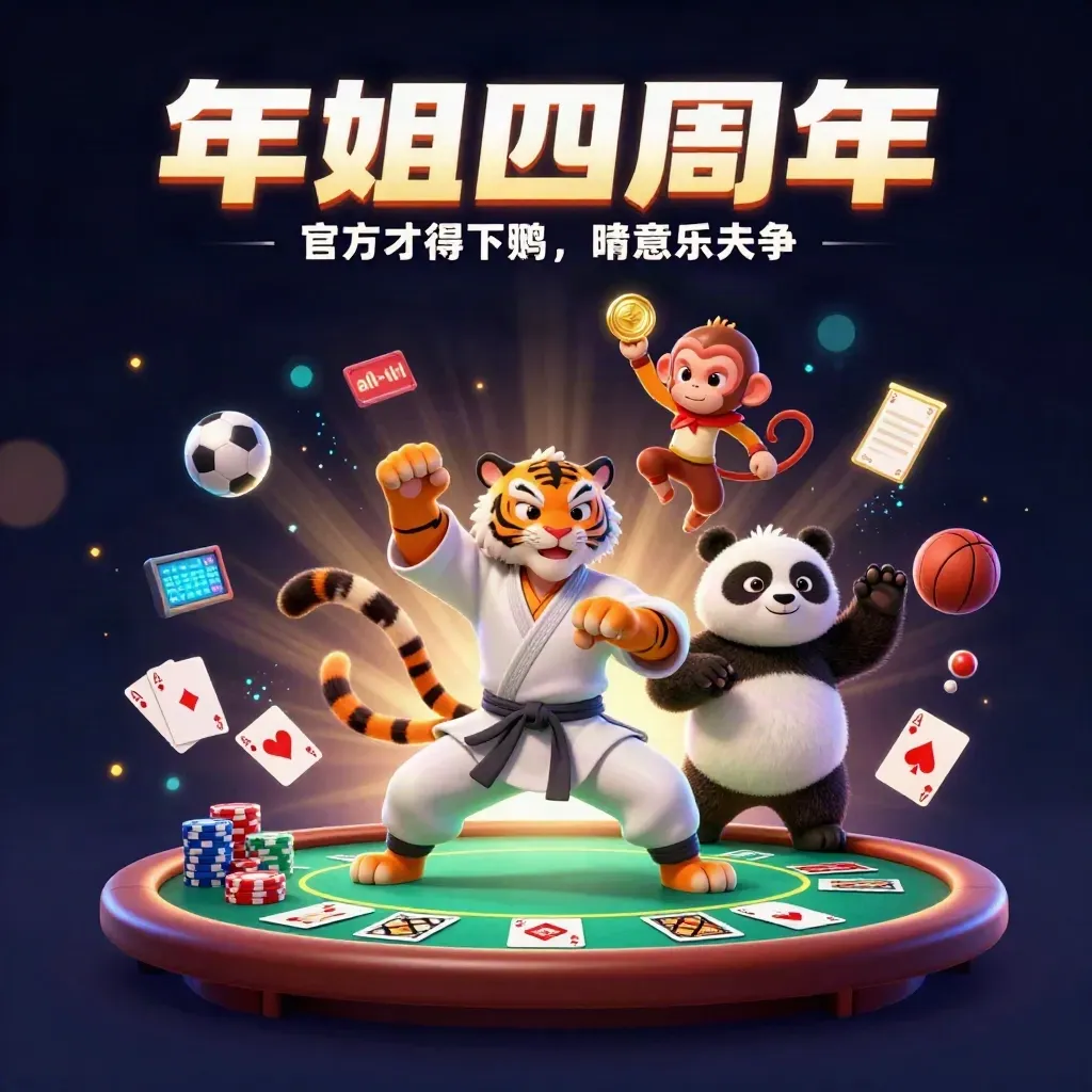 Kung-fu tiger, panda, and monkey amid casino and sports betting props, glowing in dark neon light.